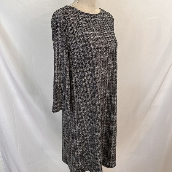 J Jill Wearever Collection Shift Dress LARGE Knit Tweed Black & White Stretch - Picture 3 of 5
